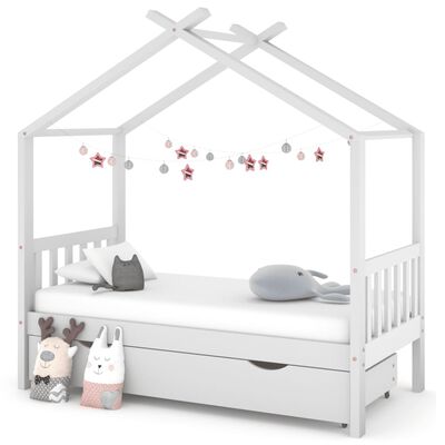 vidaXL Rám dětské postele se zásuvkou bílý masivní borovice 80x160 cm