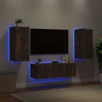 vidaXL 3dílná obývací stěna s LED osvětlením kouřový dub