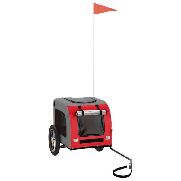 vidaXL Voz&iacute;k za kolo pro psa červen&yacute; a &scaron;ed&yacute; oxfordsk&aacute; tkanina/železo