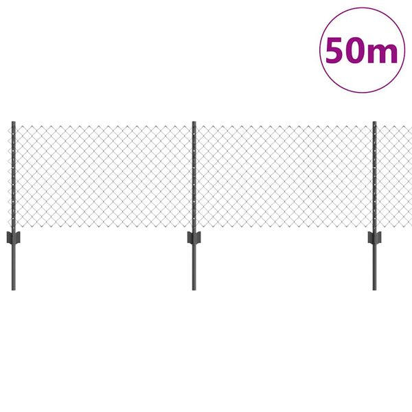 vidaXL Plot s sloupkem &Scaron;ed&aacute; 0,4 x 50 m Ocel a PVC