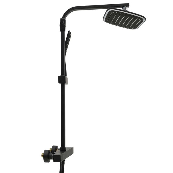 vidaXL Sprchov&yacute; set se dvěma hlavicemi se smě&scaron;ovačem a hadic&iacute; čern&yacute;