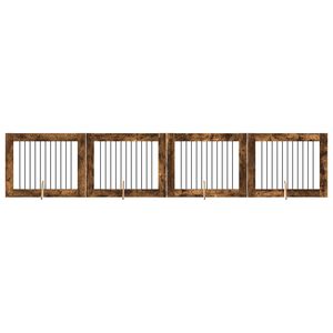 vidaXL Z&aacute;brana pro psy se stojany 4 pcs Kouřov&yacute; dub 100 x 80 cm
