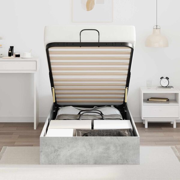 vidaXL Ottoman postel Betonově &Scaron;ed&aacute; 90 x 200 cm Dřevěn&yacute; materi&aacute;l