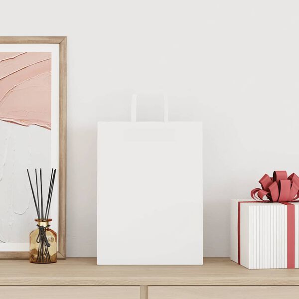 vidaXL Pap&iacute;rov&eacute; ta&scaron;ky 50 ks s uchy b&iacute;l&eacute; 26x12x35 cm