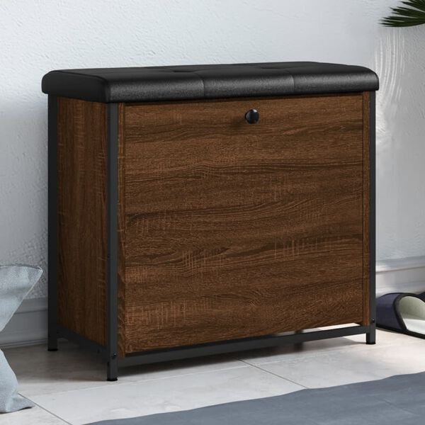 vidaXL Botn&iacute;kov&aacute; lavice s v&yacute;klopnou z&aacute;suvkou hněd&yacute; dub 62 x 32 x 56 cm