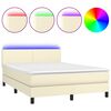 vidaXL Box spring postel s matrac&iacute; a LED kr&eacute;mov&aacute; 140x200 cm uměl&aacute; kůže