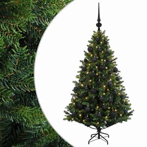 vidaXL Uměl&yacute; v&aacute;nočn&iacute; stromek s baňkami 120 cm 150 LED Tepl&aacute; b&iacute;l&aacute;