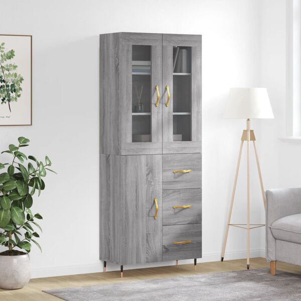 vidaXL Skř&iacute;ň highboard &scaron;ed&aacute; sonoma 69,5 x 34 x 180 cm kompozitn&iacute; dřevo
