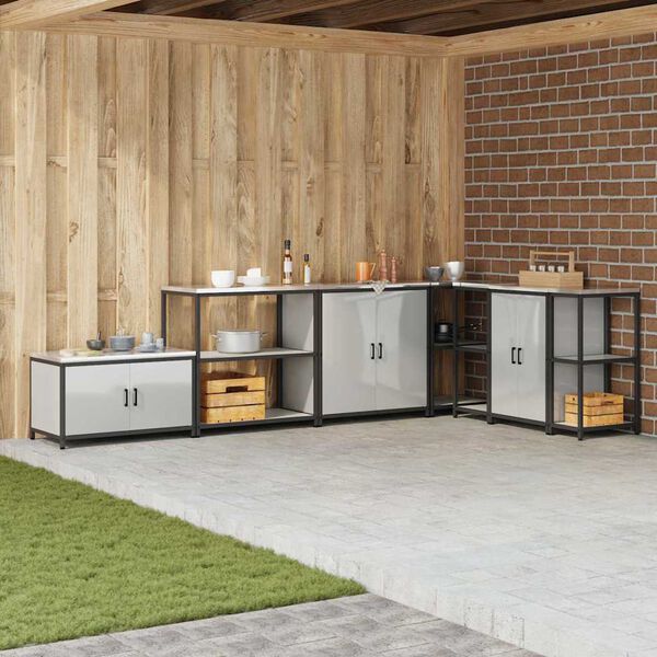 vidaXL Skladov&aacute;n&iacute; v kuchyni s polic&iacute; Stř&iacute;brn&aacute; 90 x 50 x 92 cm Ocel