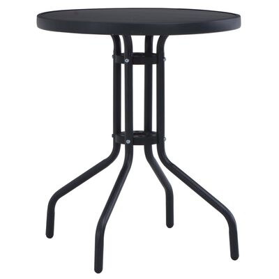 vidaXL Zahradní stolek černý 80 cm ocel a sklo