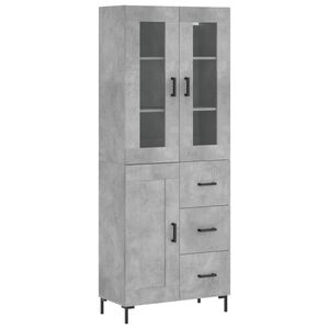 vidaXL Skř&iacute;ň highboard betonově &scaron;ed&aacute; 69,5x34x180 cm kompozitn&iacute; dřevo