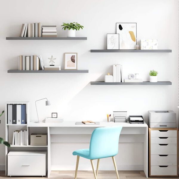 vidaXL Plovouc&iacute; n&aacute;stěnn&eacute; police 4 ks &scaron;ed&eacute; 120 x 23,5 x 3,8 cm MDF