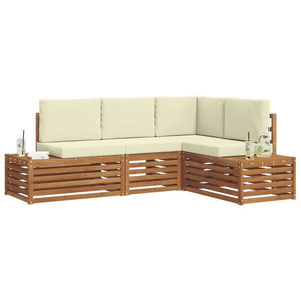 vidaXL Venkovn&iacute; pohovkov&aacute; souprava 4 Kus Přirozen&aacute; a Kr&eacute;mov&aacute;