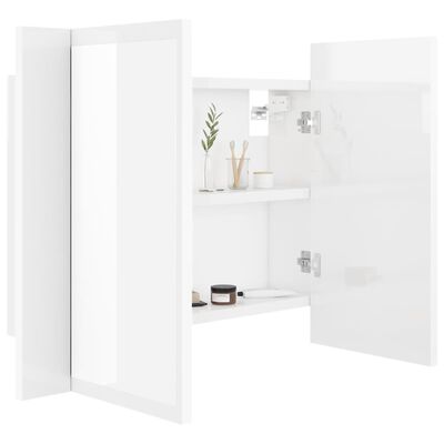 vidaXL LED koupelnová skříňka se zrcadlem lesklá bílá 60x12x45cm akryl