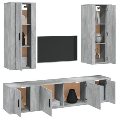 vidaXL 5dílný set TV skříněk betonově šedý kompozitní dřevo