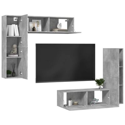 vidaXL 4dílný set TV skříněk betonově šedý dřevotříska