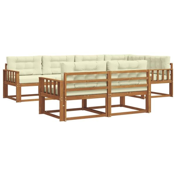 vidaXL Venkovn&iacute; pohovkov&aacute; souprava 7 pcs Přirozen&aacute; a Kr&eacute;mov&aacute;