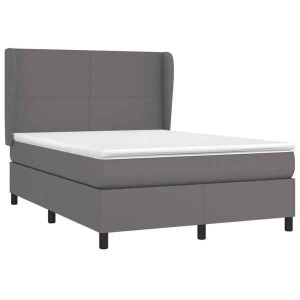 vidaXL Box spring postel s matrac&iacute; &scaron;ed&aacute; 140x200 cm uměl&aacute; kůže
