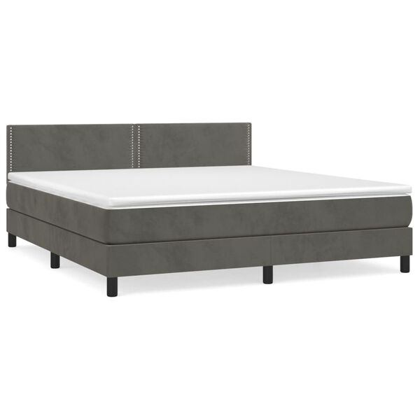 vidaXL Box spring postel s matrac&iacute; tmavě &scaron;ed&aacute; 160x200 cm samet