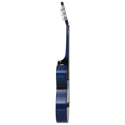 vidaXL 12dílný folkový akustický kytarový set se 6 strunami modrý 38''