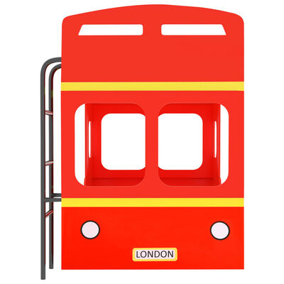 vidaXL Poschoďová postel Londýnský bus červený MDF 90 x 200 cm