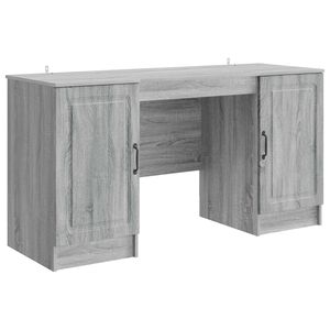 vidaXL Stůl s polic&iacute; &Scaron;ed&aacute; sonoma 142,5 x 50 x 75 cm Kompozitn&iacute; dřevo