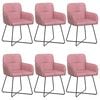 vidaXL J&iacute;deln&iacute; židle 6 pcs Samet Růžov&aacute; 59 x 56,5 x 86 cm