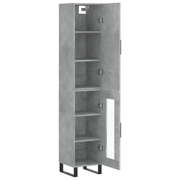 vidaXL Skř&iacute;ň highboard betonově &scaron;ed&aacute; 34,5x34x180 cm kompozitn&iacute; dřevo