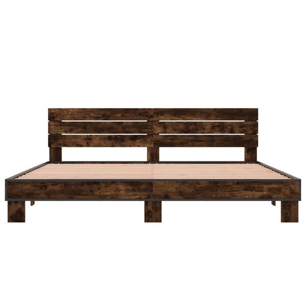 vidaXL R&aacute;m postele kouřov&yacute; dub 200 x 200 cm kompozitn&iacute; dřevo a kov
