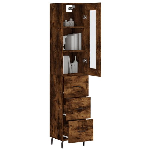 vidaXL Skř&iacute;ň highboard kouřov&yacute; dub 34,5 x 34 x 180 cm kompozitn&iacute; dřevo