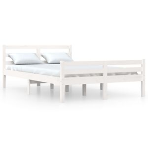 vidaXL R&aacute;m postele b&iacute;l&yacute; masivn&iacute; dřevo 135 x 190 cm dvojlůžko