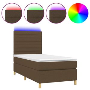 vidaXL Box spring postel s matrac&iacute; a LED tmavě hněd&aacute; 80x200 cm textil