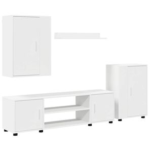 vidaXL Sestava TV skř&iacute;něk N&aacute;stěnn&yacute; 4 pcs B&iacute;l&aacute; Kompozitn&iacute; dřevo