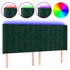 vidaXL Čelo postele s LED tmavě zelen&eacute; 183 x 16 x 118/128 cm samet
