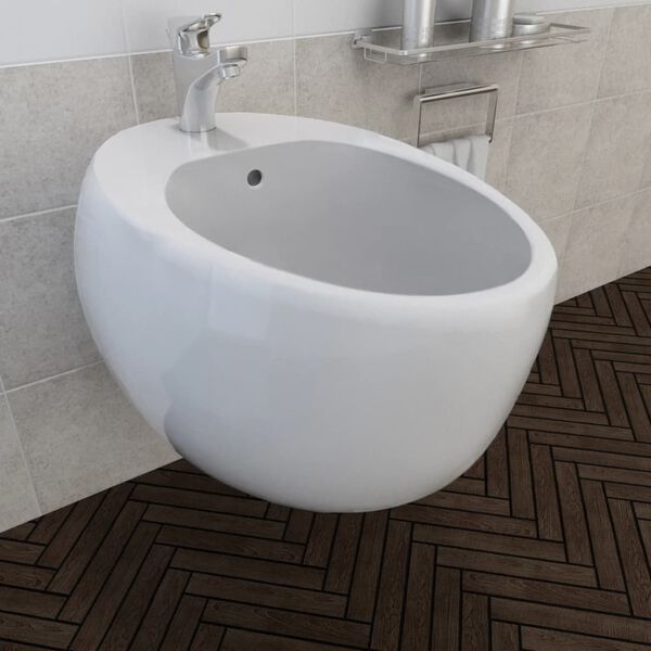 Z&aacute;věsn&yacute; bidet keramick&yacute; s otvorem pro baterii - b&iacute;l&yacute;