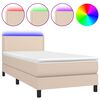 vidaXL Box spring postel matrace a LED cappuccino 90x190 cm uměl&aacute; kůže