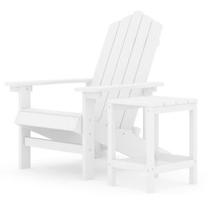 vidaXL Zahradn&iacute; křeslo Adirondack se stolkem HDPE b&iacute;l&eacute;