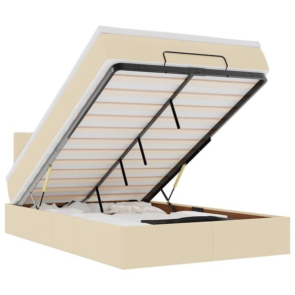 vidaXL Otomansk&aacute; postel s matrac&iacute; & LEDs kr&eacute;mov&aacute; 120x190cm l&aacute;tka