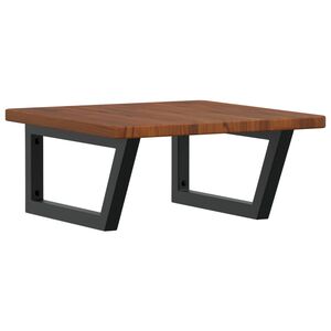 vidaXL Deska pod umyvadlo nástěnná ocel a masivní dubové dřevo