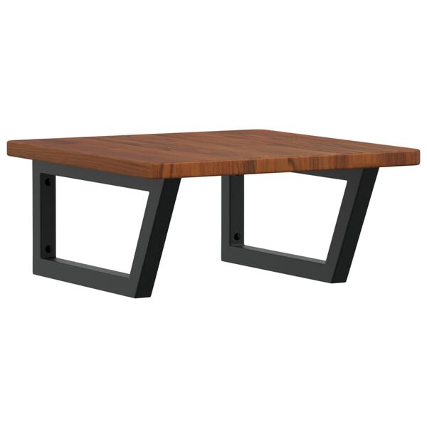 vidaXL Deska pod umyvadlo nástěnná ocel a masivní dubové dřevo