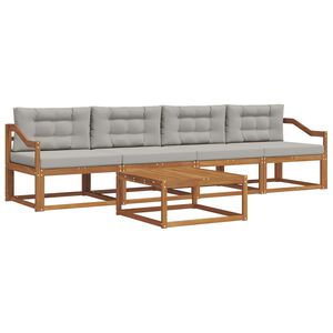 vidaXL Venkovn&iacute; pohovkov&aacute; souprava 5 pcs Př&iacute;rodn&iacute; a světle &scaron;ed&aacute;