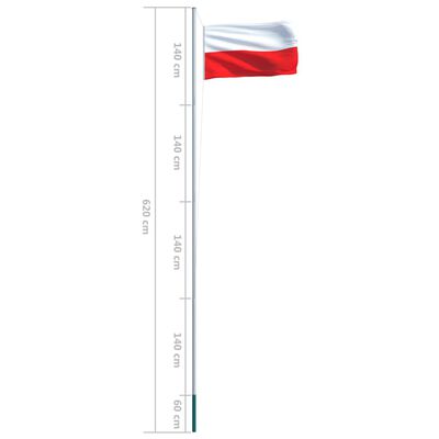 vidaXL Polská vlajka a stožár hliník 6,2 m