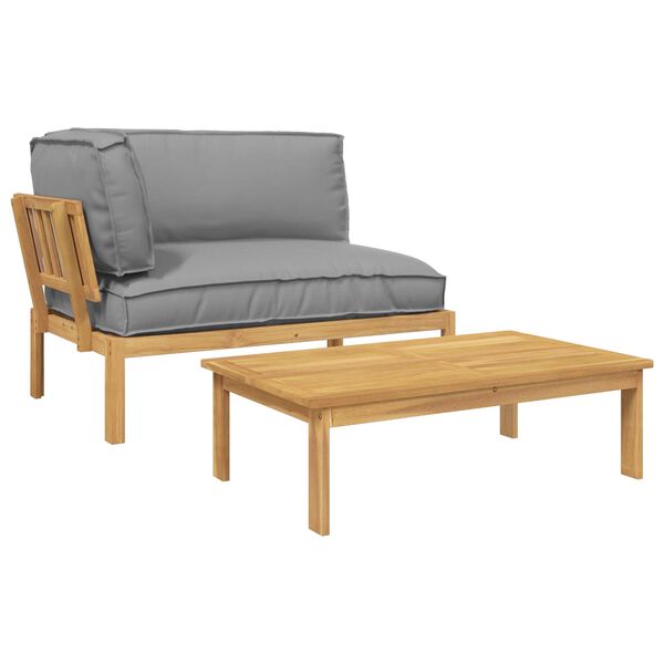 vidaXL Set pohovek s pol&scaron;t&aacute;řem 2 pcs &Scaron;ed&aacute; Masivn&iacute; ak&aacute;tov&eacute; dřevo