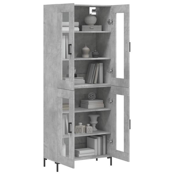 vidaXL Skř&iacute;ň highboard betonově &scaron;ed&aacute; 69,5x34x180 cm kompozitn&iacute; dřevo