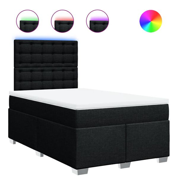 vidaXL Box spring postel s matrac&iacute; čern&aacute; 120x190 cm textil