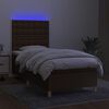 vidaXL Box spring postel s matrac&iacute; a LED tmavě hněd&aacute; 100x200 cm textil