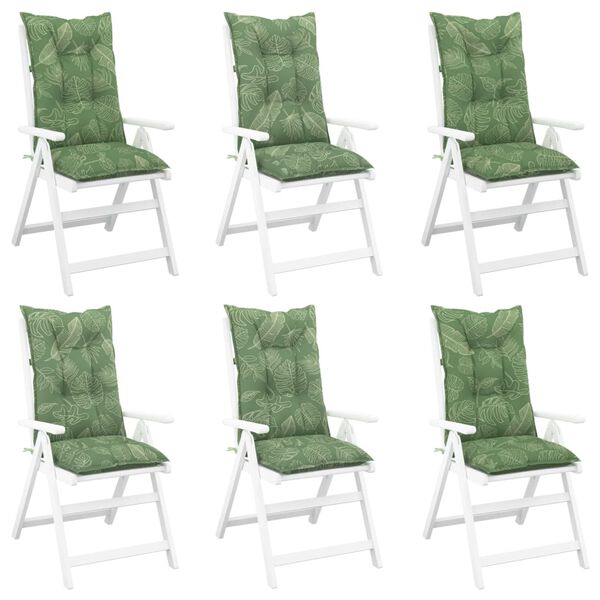 vidaXL Podu&scaron;ky na židli vysok&eacute; opěradlo 6 ks vzor listů 120x50x7 cm