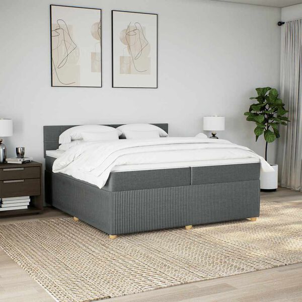 vidaXL Box spring postel s matrac&iacute; tmavě &scaron;ed&aacute; 200x200 cm textil