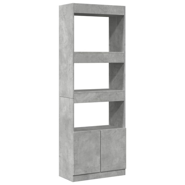 vidaXL Skř&iacute;ň highboard betonově &scaron;ed&aacute; 63 x 33 x 180 cm kompozitn&iacute; dřevo
