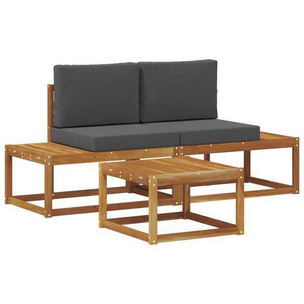 vidaXL Venkovn&iacute; pohovkov&aacute; souprava s pol&scaron;t&aacute;řem 3 pcs Př&iacute;rodn&iacute;